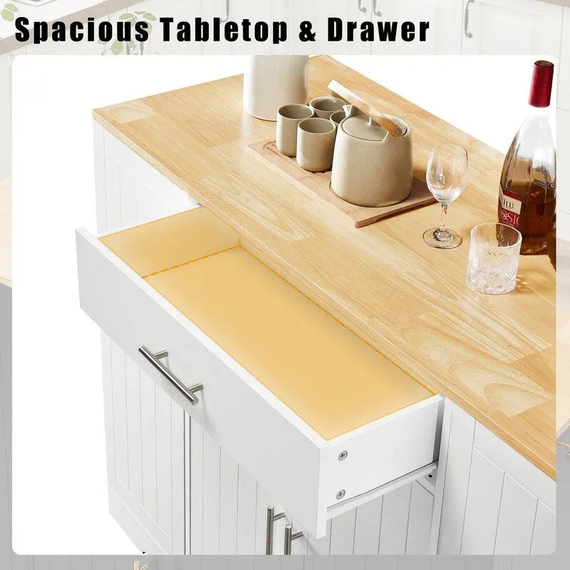 53-Inch Kitchen Storage Island with Drawers & Built-In Trash Bin  Modern Farmhouse Design for Kitchen & Dining.