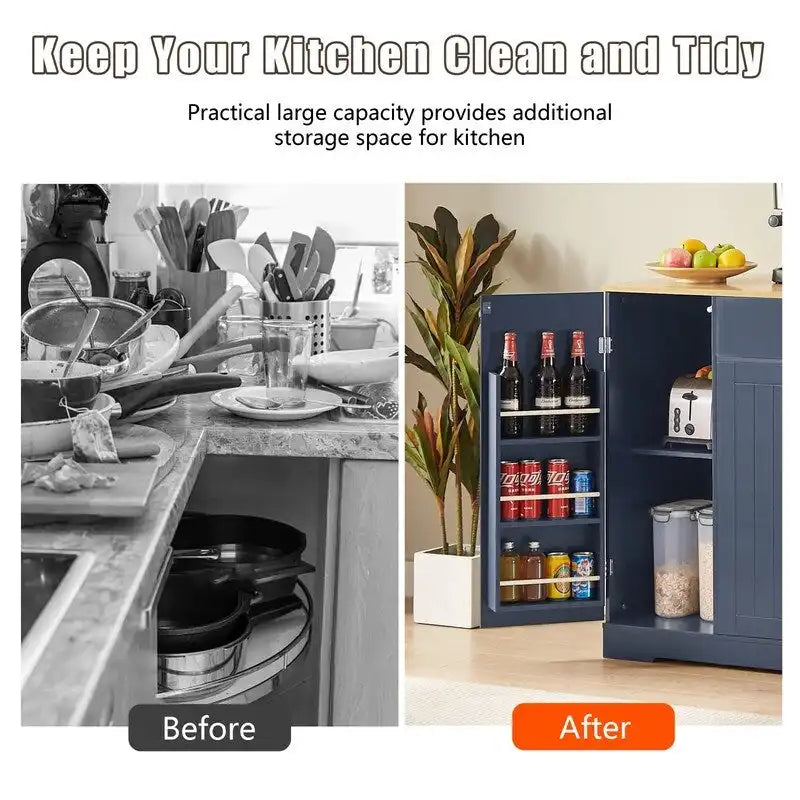 53-Inch Kitchen Storage Island with Drawers & Built-In Trash Bin  Modern Farmhouse Design for Kitchen & Dining.