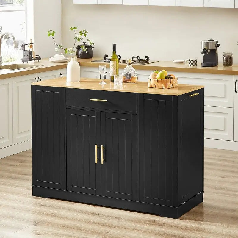 53-Inch Kitchen Storage Island with Drawers & Built-In Trash Bin  Modern Farmhouse Design for Kitchen & Dining.