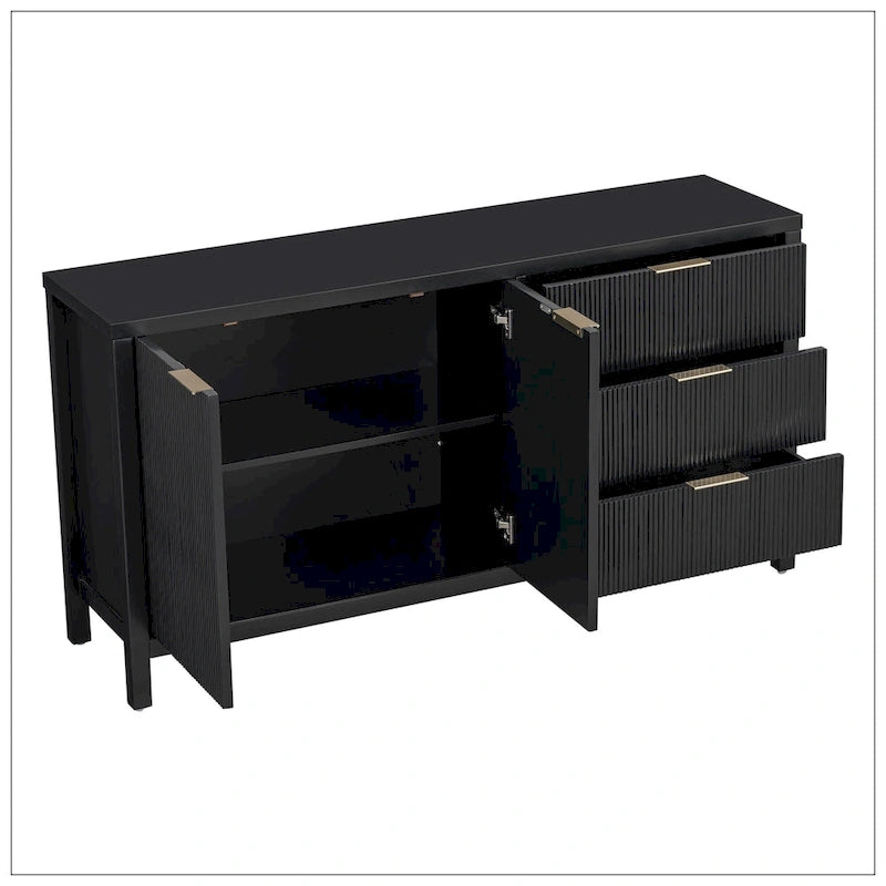 Minimalist Wave-Pattern Sideboard with Functional Storage