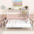 Versatile Daybed with Movable Desk, Metal Sofa Bed Frame with Metal Grid, Shelves and Clothes Hanger, No Box Spring Needed