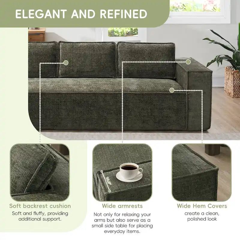 L-Shaped Modular Sectional Sofa, Chenille Cloud Sofa Set