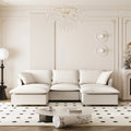 U Shaped Cloud Couch Set Chenille Sectional Sofa w/Ottoman, Pillows
