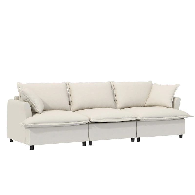 U Shaped Cloud Couch Set Chenille Sectional Sofa w/Ottoman, Pillows