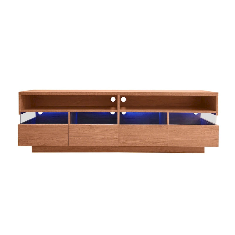 Freestanding TV Console TV Stand with 4 Drawers Media Console Table with Acrylic Transparent Storage for TVs up to 75
