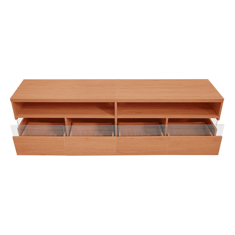 Freestanding TV Console TV Stand with 4 Drawers Media Console Table with Acrylic Transparent Storage for TVs up to 75