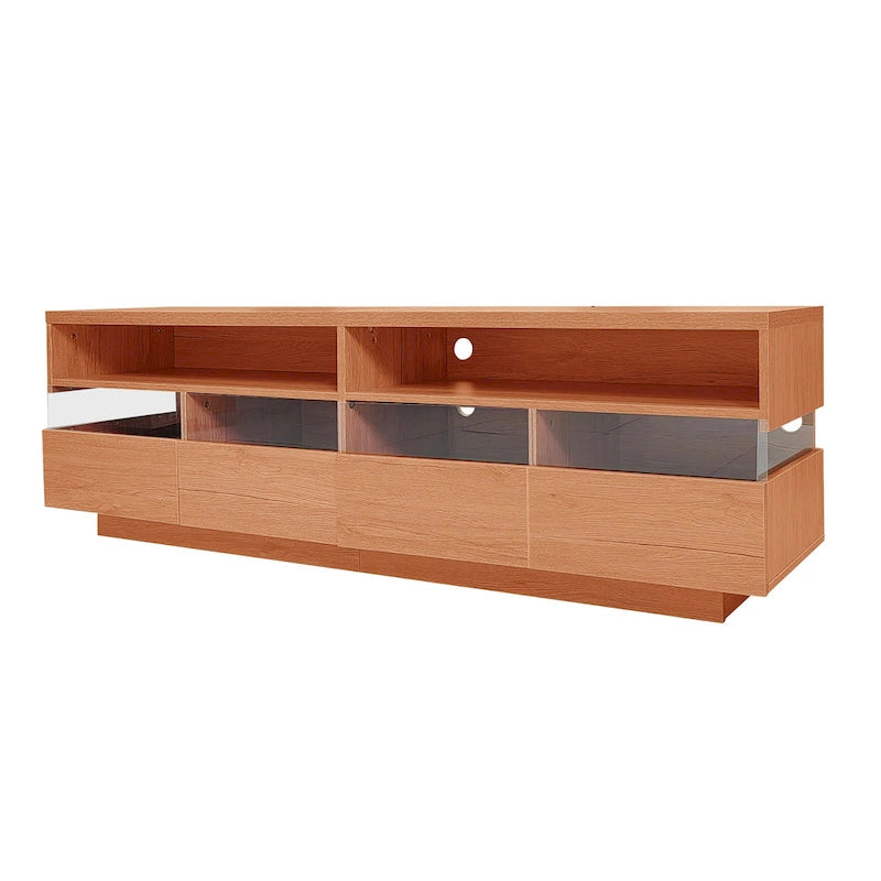 Freestanding TV Console TV Stand with 4 Drawers Media Console Table with Acrylic Transparent Storage for TVs up to 75