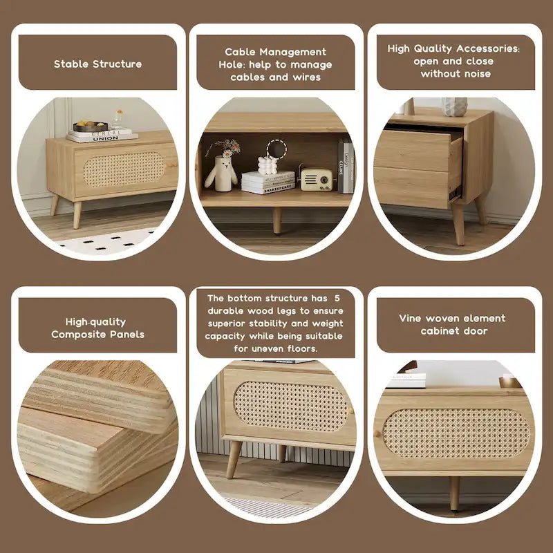 TV Stand for TVs up to 80 , Modern Media Console, Entertainment Center with Wood Legs, TV Cabinet for Living Room