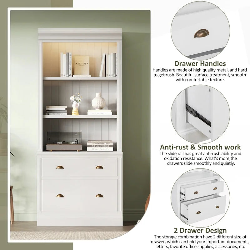 Versatile Tall Bookshelf with LED Lighting and Multiple Storage Options for Home