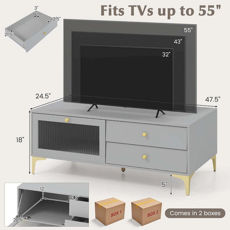 Costway Modern TV Stand for 55  TVs with Drop Down Door Cabinet 2 - See Details