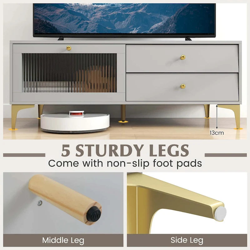 Costway Modern TV Stand for 55  TVs with Drop Down Door Cabinet 2 - See Details