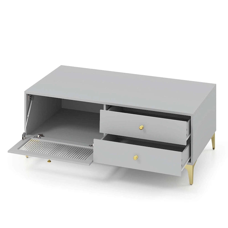 Costway Modern TV Stand for 55  TVs with Drop Down Door Cabinet 2 - See Details