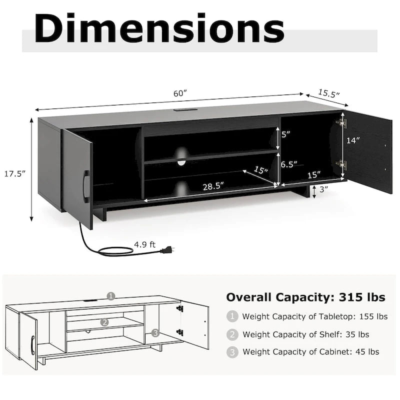 Costway TV Stand for 70  TVs Modern Entertain Center with Power Outlet - See Details