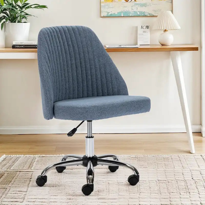 Chic Channel Tufted Back Fabric Vanity Swivel Task Chair Office Chair for Home & Make-up