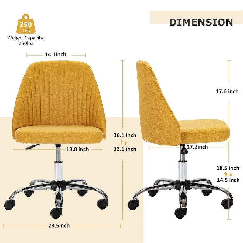 Chic Channel Tufted Back Fabric Vanity Swivel Task Chair Office Chair for Home & Make-up