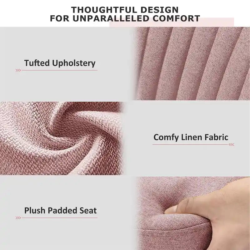 Chic Channel Tufted Back Fabric Vanity Swivel Task Chair Office Chair for Home & Make-up