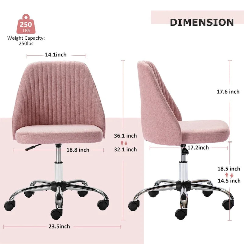 Chic Channel Tufted Back Fabric Vanity Swivel Task Chair Office Chair for Home & Make-up