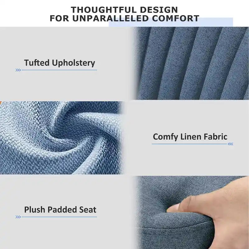 Chic Channel Tufted Back Fabric Vanity Swivel Task Chair Office Chair for Home & Make-up