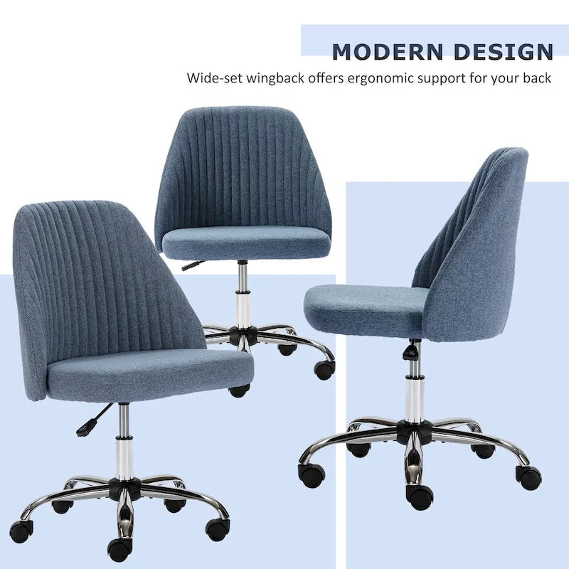 Chic Channel Tufted Back Fabric Vanity Swivel Task Chair Office Chair for Home & Make-up