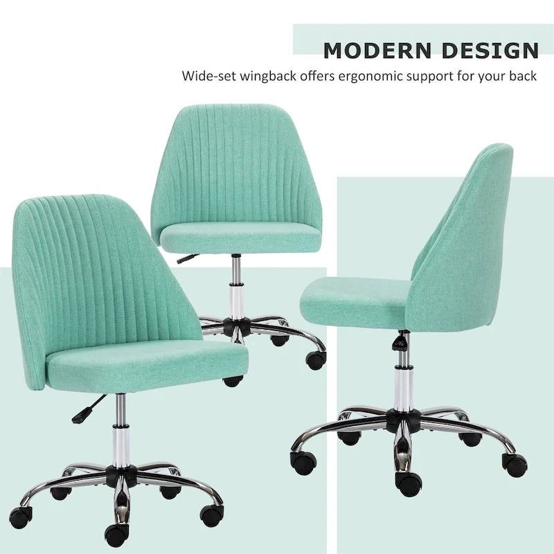 Chic Channel Tufted Back Fabric Vanity Swivel Task Chair Office Chair for Home & Make-up