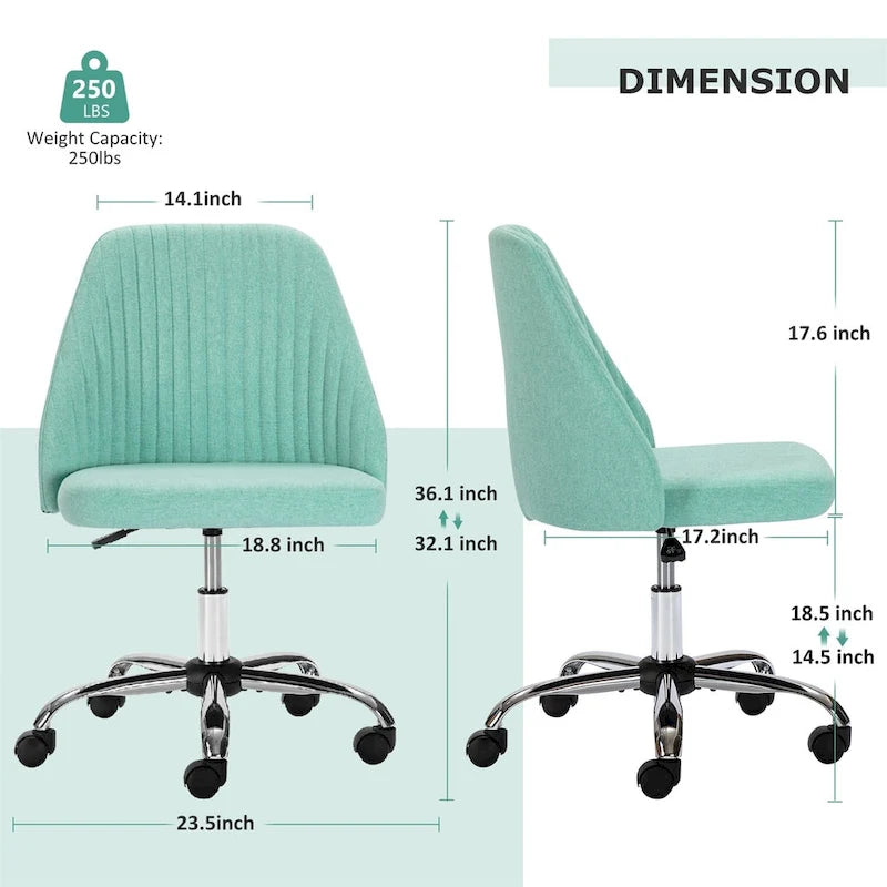 Chic Channel Tufted Back Fabric Vanity Swivel Task Chair Office Chair for Home & Make-up