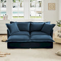 83.4  Chenille 2-Seater Sectional Sofa with Ottomans