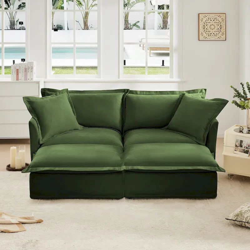 83.4  Chenille 2-Seater Sectional Sofa with Ottomans