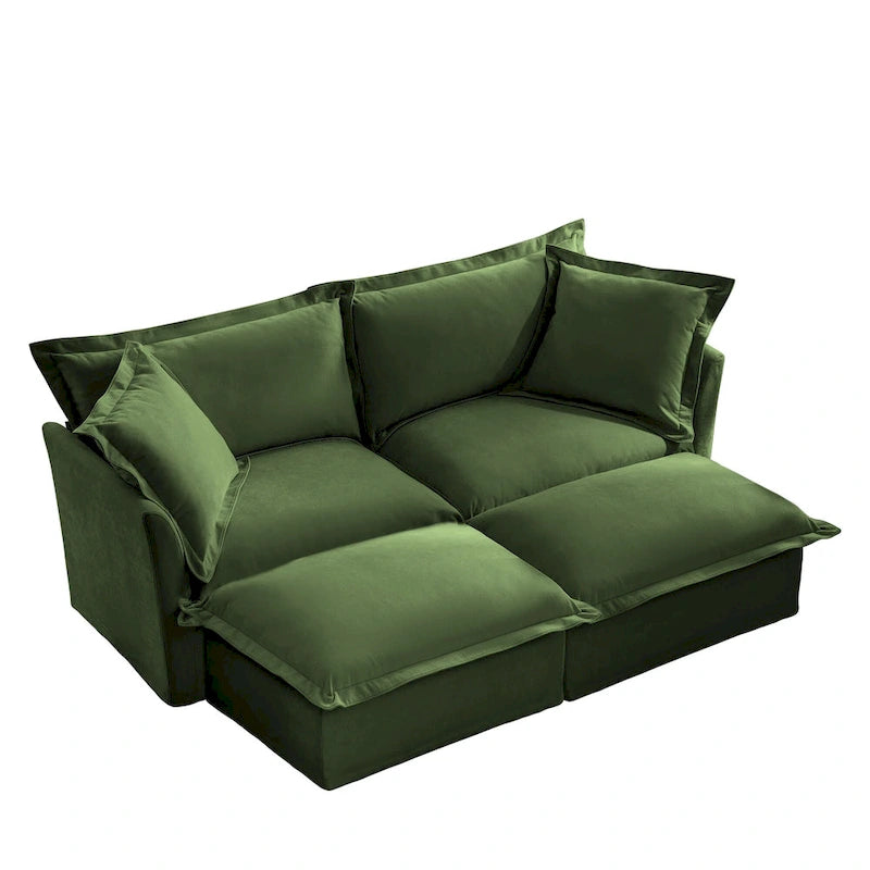 83.4  Chenille 2-Seater Sectional Sofa with Ottomans