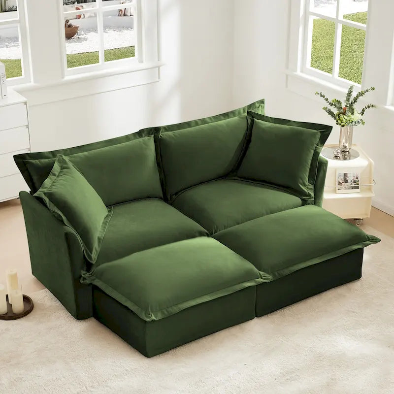 83.4  Chenille 2-Seater Sectional Sofa with Ottomans