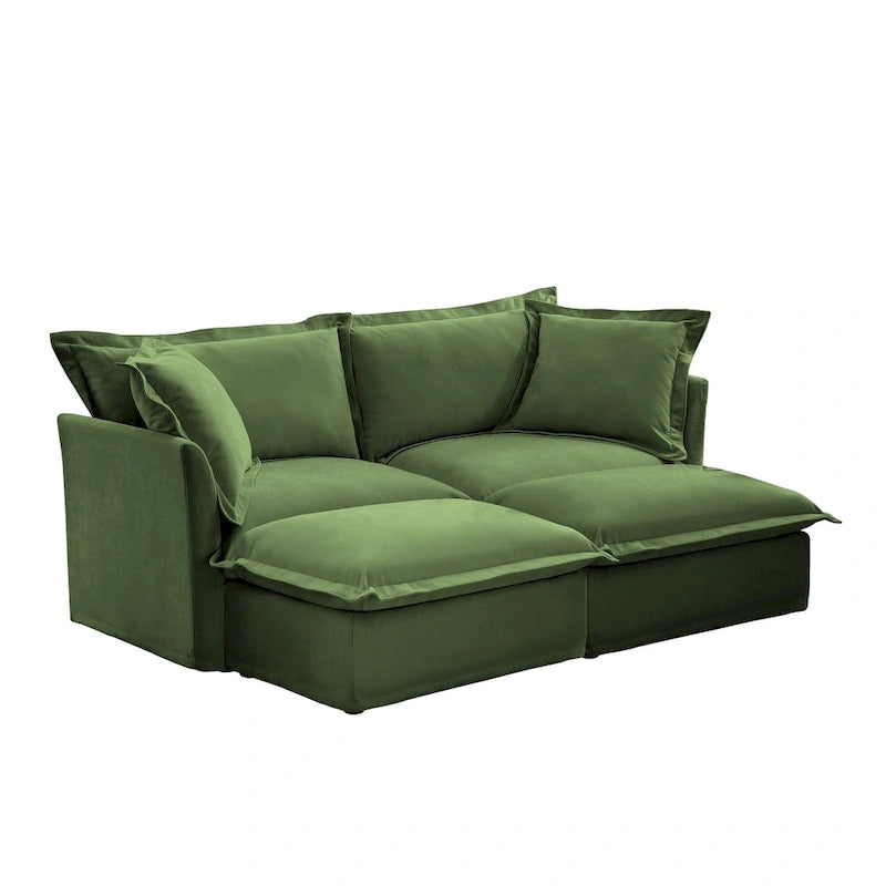 83.4  Chenille 2-Seater Sectional Sofa with Ottomans