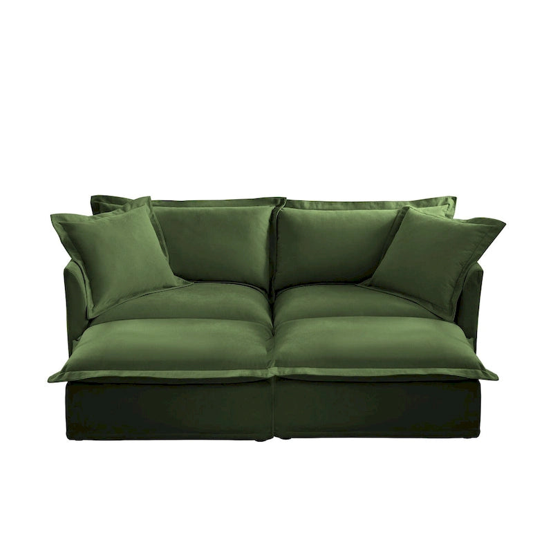83.4  Chenille 2-Seater Sectional Sofa with Ottomans