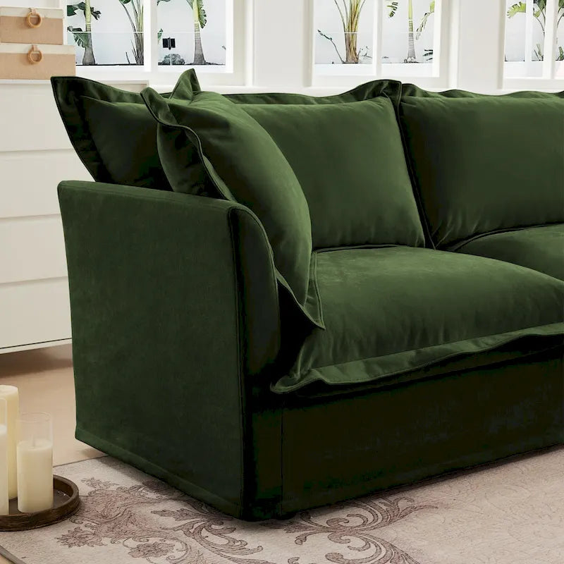 83.4  Chenille 2-Seater Sectional Sofa with Ottomans
