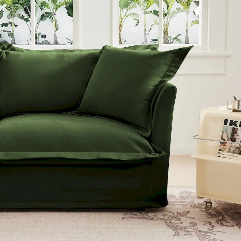 83.4  Chenille 2-Seater Sectional Sofa with Ottomans