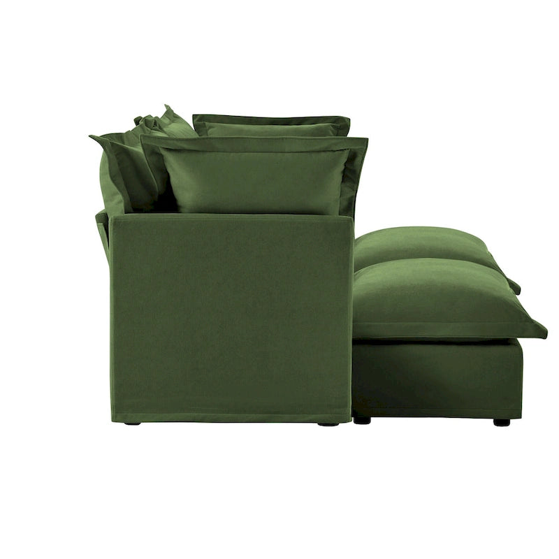 83.4  Chenille 2-Seater Sectional Sofa with Ottomans