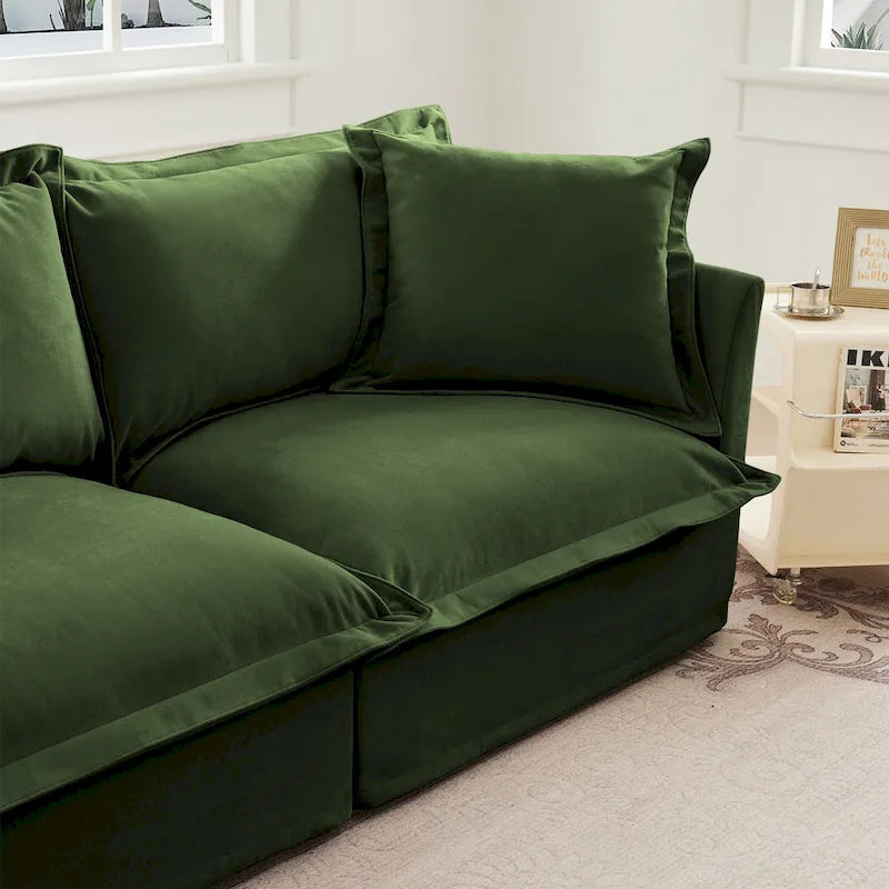 83.4  Chenille 2-Seater Sectional Sofa with Ottomans
