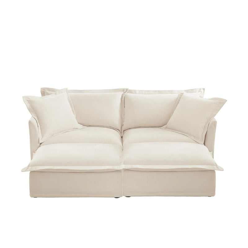 83.4  Chenille 2-Seater Sectional Sofa with Ottomans
