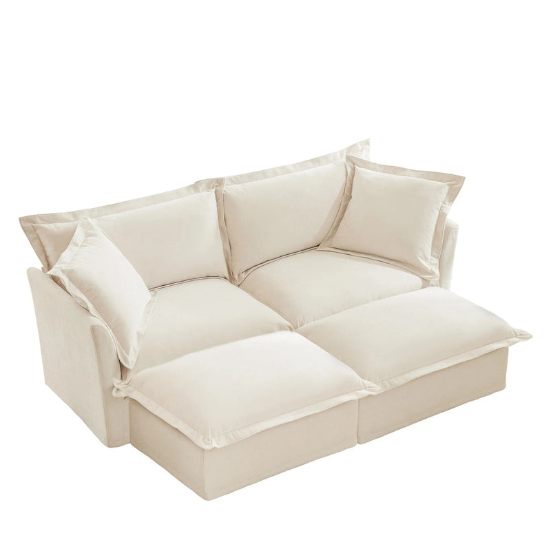 83.4  Chenille 2-Seater Sectional Sofa with Ottomans