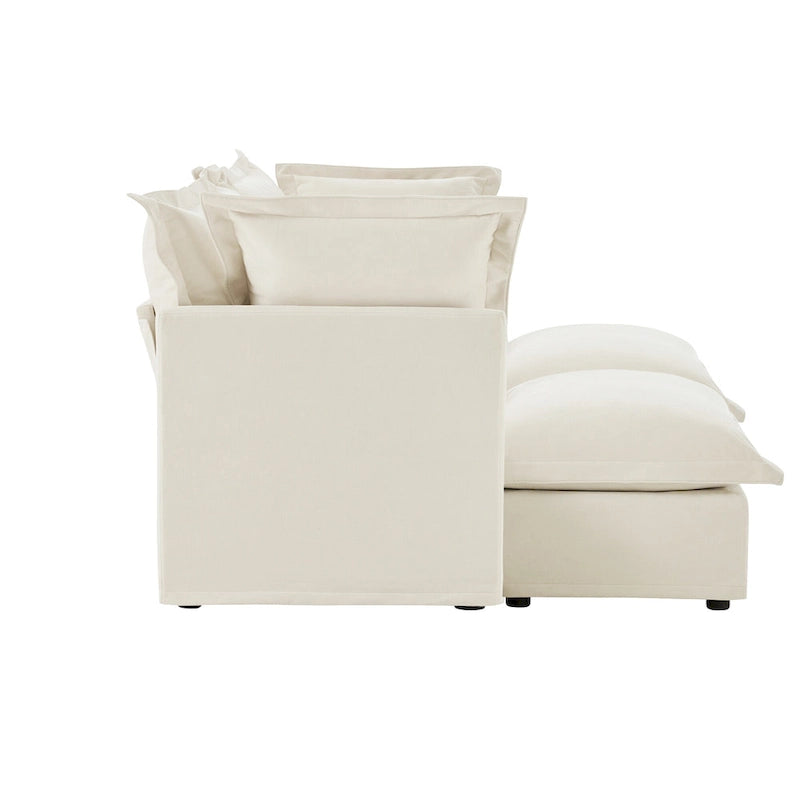 83.4  Chenille 2-Seater Sectional Sofa with Ottomans