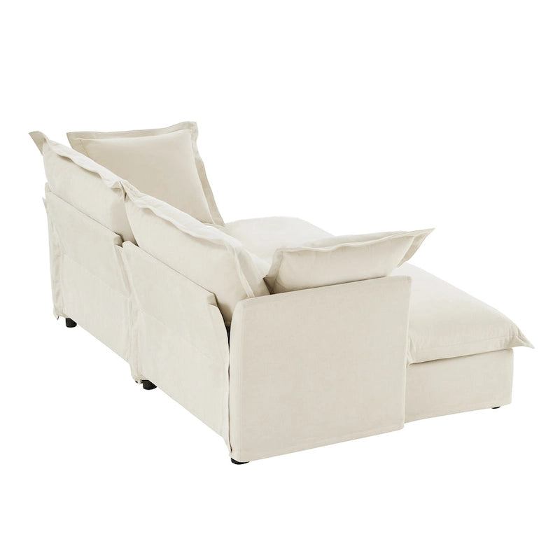 83.4  Chenille 2-Seater Sectional Sofa with Ottomans