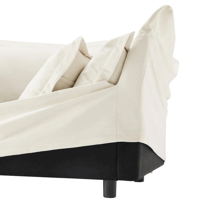 83.4  Chenille 2-Seater Sectional Sofa with Ottomans