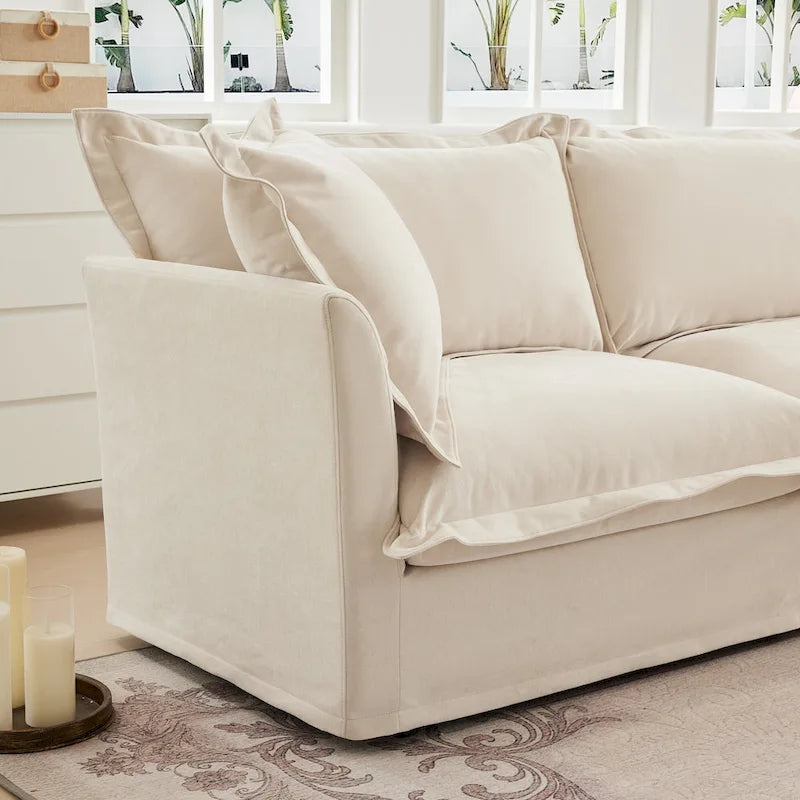 83.4  Chenille 2-Seater Sectional Sofa with Ottomans
