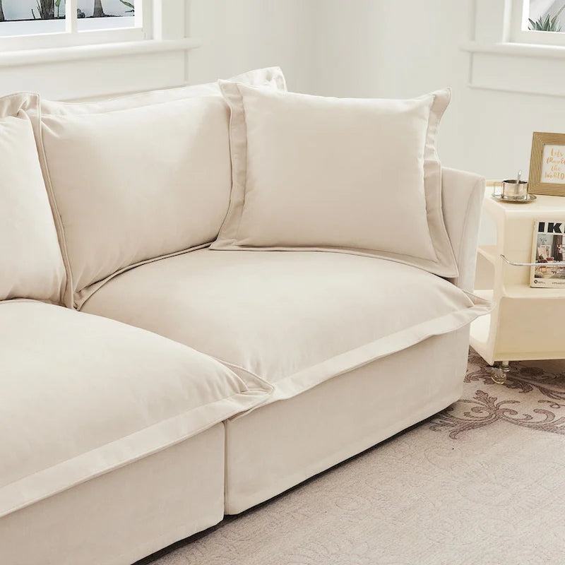 83.4  Chenille 2-Seater Sectional Sofa with Ottomans