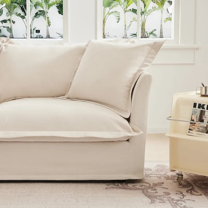 83.4  Chenille 2-Seater Sectional Sofa with Ottomans