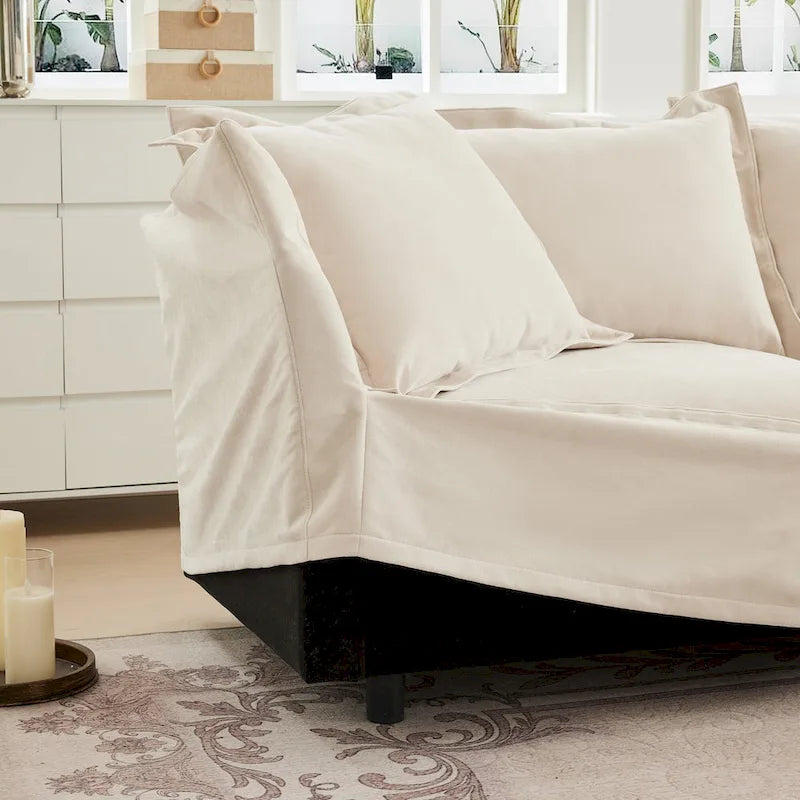 83.4  Chenille 2-Seater Sectional Sofa with Ottomans
