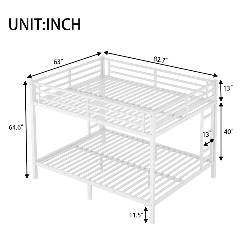 Metal Queen over Queen Bunk Bed for Teens and Adults,Space-Saving/Noise Reduced/No Box Spring Needed