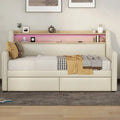 Twin Size Upholstered Daybed with Storage and LED