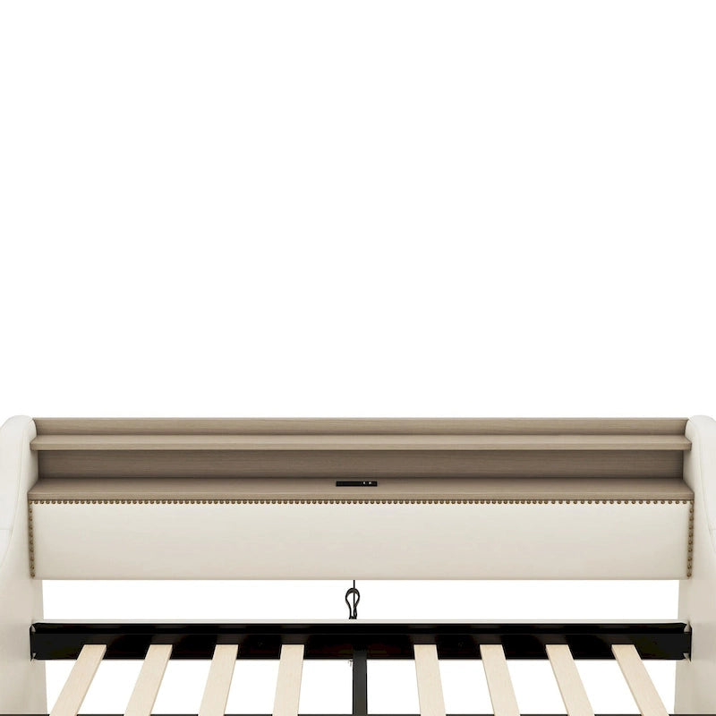 Twin Size Upholstered Daybed with Storage and LED