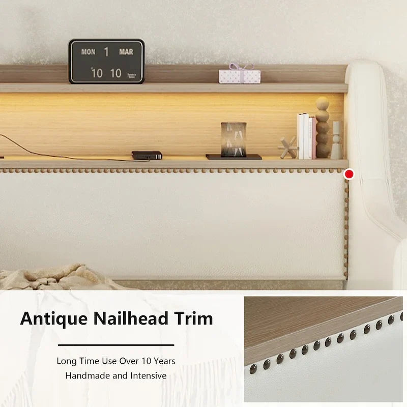 Twin Size Upholstered Daybed with Storage and LED