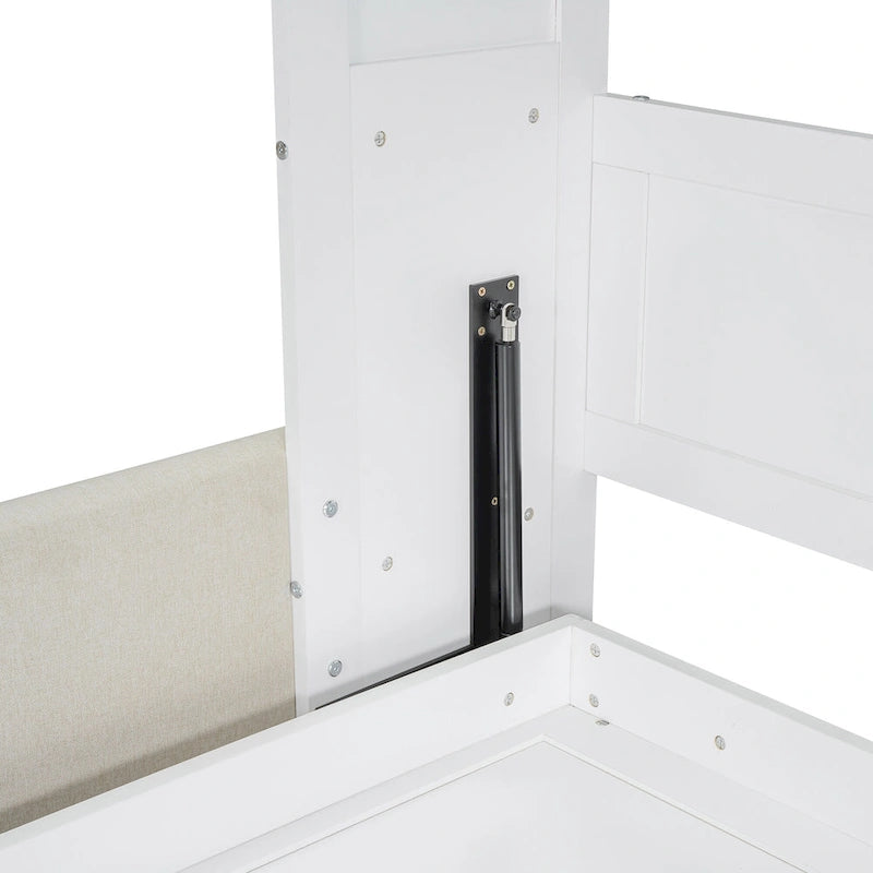 White Full Size Multifunctional Murphy Bed with Cushion and Storage