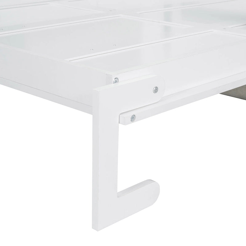 White Full Size Multifunctional Murphy Bed with Cushion and Storage